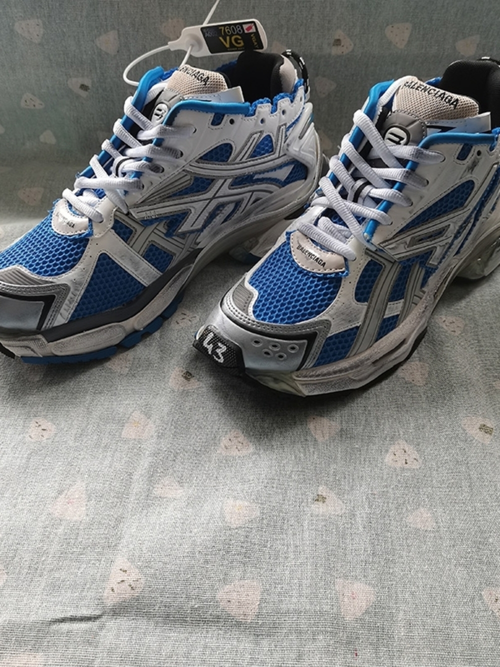 Balenciaga Blue, White & Silver Runner Sneakers - Picture 2 of 10